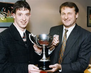 Roger Hunt Prints: Roger Hunt presents Robbie Fowler with the Echos Merseyside Sports Personality of