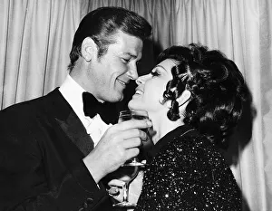 Roger Moore Actor with Italian actress Louise Mattiolli August 1968