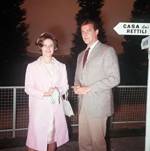 Roger Moore Actor shows Princess Muna around Elstree studios on the set of the TV Prog
