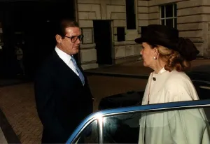 Roger Moore Actor With His Wife Luisa At Their Daughter Deborah Wedding