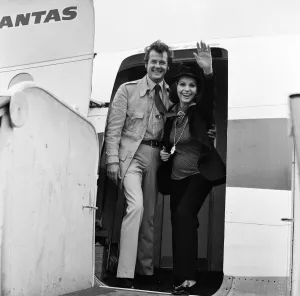 Departure Prints: Roger Moore and his wife Luisa departing LAP for Tahiti where they will spend a holiday