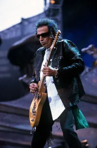 00299 Prints: Rolling Stones in concert at Wembley Stadium 12th June 1999 Keith Richards playing