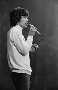 00287 Prints: Rolling Stones lead singer Mick Jagger performing on stage at the New Musical Express