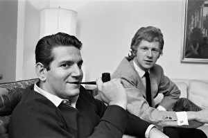Two Men Prints: Rolling Stones manager Andrew Loog Oldham in discussions with American business manager