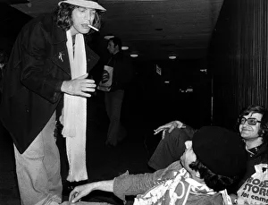 00123 Prints: Rolling Stones: Mick Jagger at Glasgow Airport talking to fans. Circa 1972