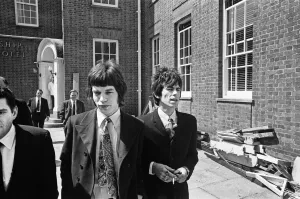 Rolling Stones Mick Jagger Keith Richards arrival at court on drugs charges in Chichester