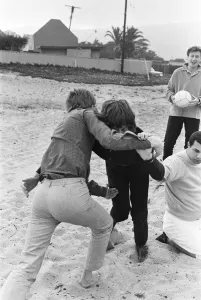 The Rolling Stones. Mick Jagger and manager Andrew Loog Oldham seen here wrestling