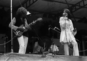 00033 Prints: Rolling Stones: Mick Jagger & Mick Taylor performing at Hyde Park London. 5th July 1969