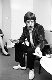 The Rolling Stones. Mick Jagger talks with the Press during a break in rehearsals