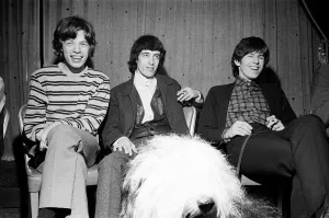 00299 Prints: The Rolling Stones at a press conference after meeting fans on Broadway with an Old
