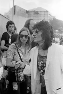 00080 Prints: Rolling Stones: Ronnie Wood at Knebworth Pop Festival for a special appearance with