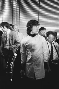Rolling Stones singer Mick Jagger holding a press conference at Granada Studios in Soho