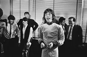 00824 Prints: Rolling Stones singer Mick Jagger holding a press conference at Granada Studios in Soho