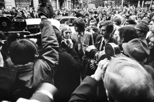 Drugs Prints: Rolling Stones singer Mick Jagger and Marianne Faithful at Marlborough Street Magistrates