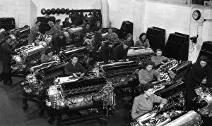 00095 Prints: Rolls Royce Merlin engines being made at a factory in the Northwest of England