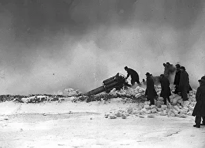 Derbyshire Prints: Rolls Royce and Railway staff, carrying out trials with a jet engine to clear snow off