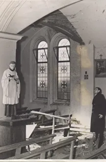00172 Prints: A Roman Catholic church damaged by enemy action during an air raid on the North East of