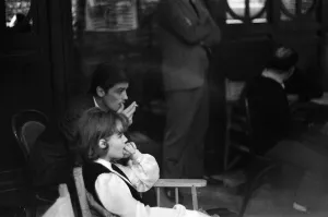 Romy Schneider, pictured with her engaged husband Alain Delon