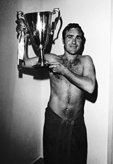 Ron Harris of Chelsea with European Cup Winners Cup trophy after replay in Athens against
