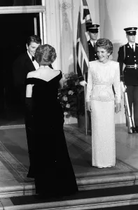 United States Of America Prints: RONALD & NANCY REAGAN WITH PRINCESS DIANA DURING A VISIT TO AMERICA 01 / 11 / 1985