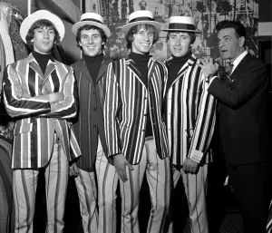 Ronnie Bond, Peter Staples, Chris Britton and Reg Presley of the pop group The Troggs