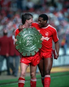 Ronnie Whelan and John Barnes Wimbledon v Liverpool at Wembley Charity Shield