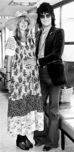 Ronnie Wood of the Rolling Stones with wife Chrissie are pictured leaving London