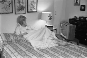 Relaxation Prints: Room with a view. Model Celia Hammond is pictured in the National Radio Shows