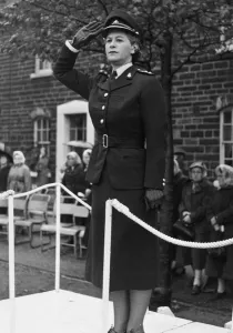 Salute Prints: Rose Heilbron Q. C. pictured in her uniform of Hon Col of the 320 East Lancs Battalion