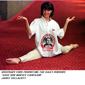 Rosemary Ford TV Presenter wears a t shirt to help support the Daily Mirror Save Our
