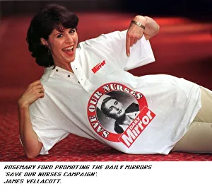 Rosemary Ford TV Presenter wears a t shirt to help support the Daily Mirror Save Our