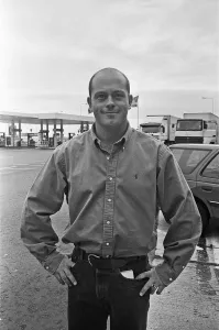 Ross Kemp seen here during a break in filming Eastenders at the Eastern Docks, Dover