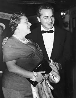 Rossano Brazzi Italian Actor wearing Bow tie and Dinner Jacket. Pictured With his wife
