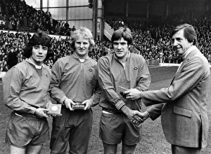 Rothmans Golden Boots award to LTR Kevin KeeganaXAlec LindsayaXEmlyn Hughes and Ted Croker