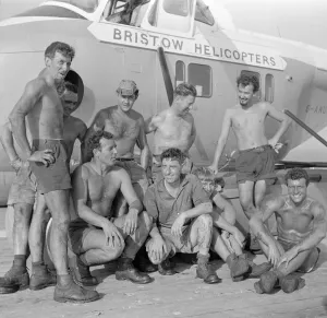 00086 Prints: Roughnecks working on an oil production platform off the coast of Abu Dhabi, seen here