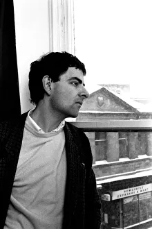 Rowan Atkinson during a flying a visit to Newcastle 14 / 01 / 87
