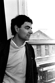 Rowan Atkinson during a flying a visit to Newcastle 14 / 01 / 87