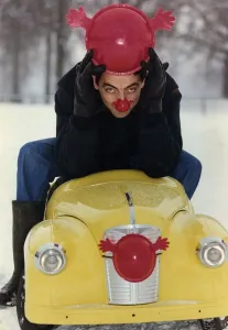 Red Nose Prints: Rowan Atkinson gets ready for the launch of comic relief red nose day