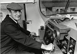 Derbyshire Prints: Roy Holmes retired driver behind the control of the Tulyar deltic engine