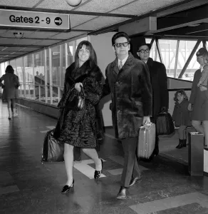 Roy Orbison with his wife Barbara Anne Marie April 1969 at Heathrow Airport