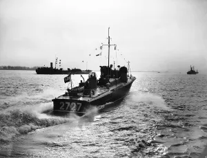 A Royal Air Force Air Sea Rescue launch on trials in the Thames Estuary during WW2