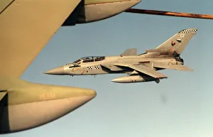 0th Century Prints: A Royal Air Force Tornado F3 of 43 Squadron extends his refueling probe as he prepares to