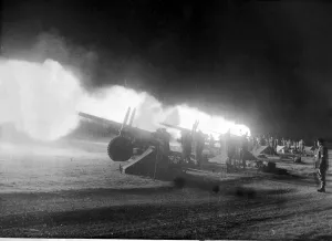 Royal artillery seen here taking part in a night firing exercise on Salisbury Plain 4th