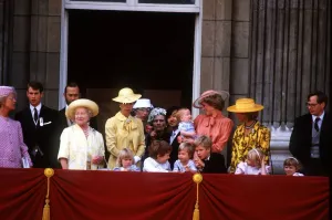 Royal Family on the balcony of Buckingham Palace watching the Trooping of the Colour