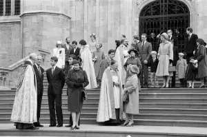 01150 Prints: The Royal family pictured at St Georges Chapel, Windsor, after the Church service