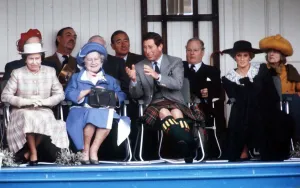 The Royal Family on the podium at the annual Braemar Highland Games near Balmoral