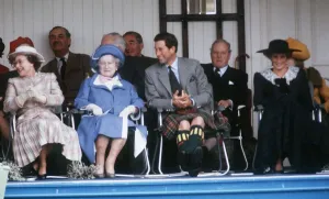 The Royal Family on the podium at the annual Braemar Highland Games near Balmoral