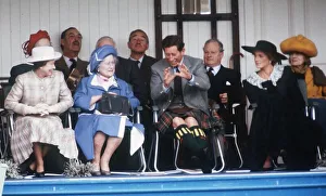 The Royal Family on the podium at the annual Braemar Highland Games near Balmoral