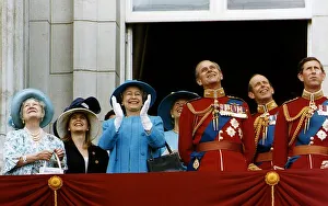 Blue Prints: Royal Family watching the Trooping the Colour on the balcony including the queen Mother