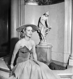 Royal Film Show Rehearsal Joan Greenwood wearing dress and hat